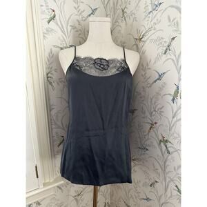Pamela Dennis Black Tank Top Lace Sleeveless Wool Blend Vintage Size 10